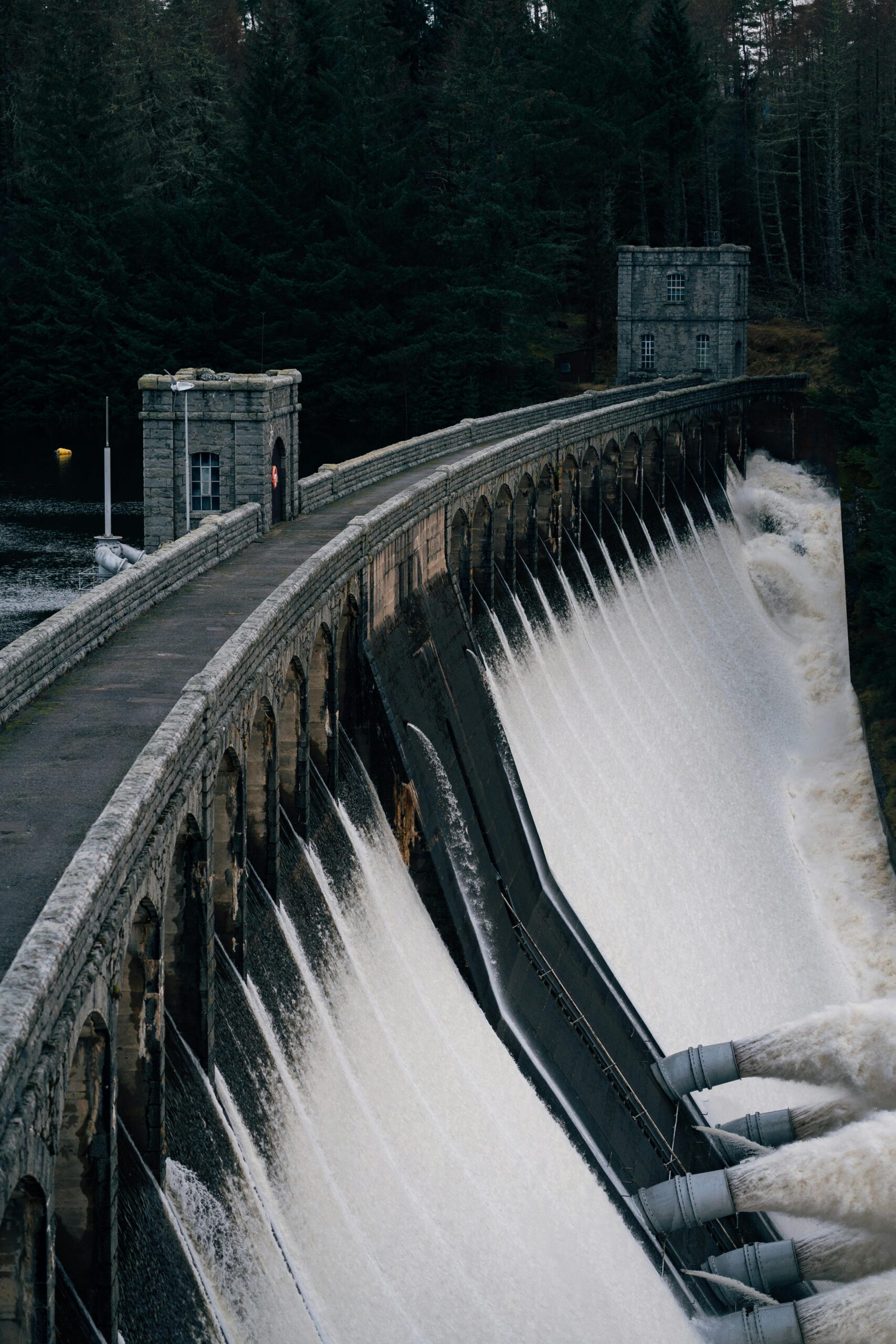 Scenic view of dam in scottish highlands